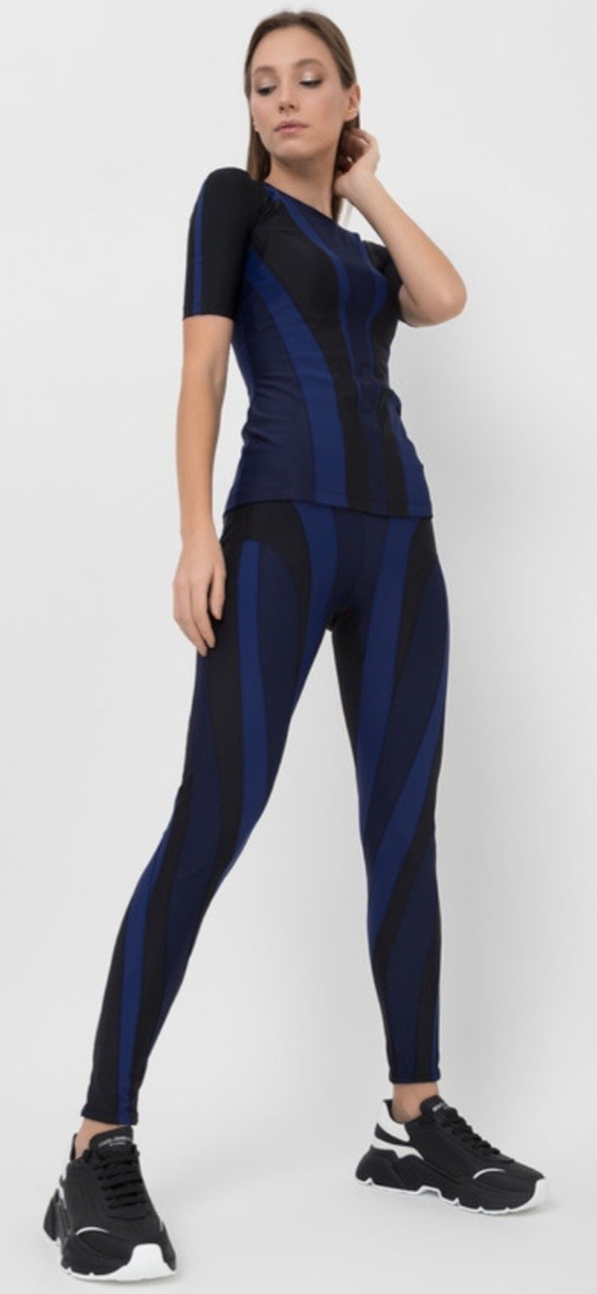 Mugler Blue/black Contrast Sports Leggings Rrp £250 #AS934 EU 38 UK 10 image 5