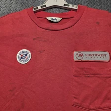 Vintage Northwest Airlines Cintas Work T-Shirt IAM Union Made USA Men’s L Red