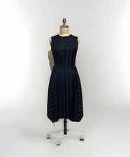 Alexander McQueen Classic Vintage Navy & Black Sheen Striped Dress - EU 40/ US 8