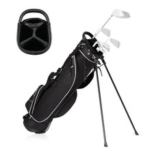 Black Golf Stand Cart Bag Club with Carry Organizer Pockets Blue