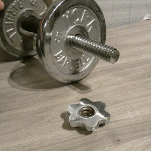 York Chrome Dumbbell Set VTG Adjustable Weights 30lb Case Home Gym Workout Pair - Picture 15 of 18