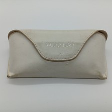 Valentino Eye Glasses Semi Hard White Leather Protective Case Holder Only