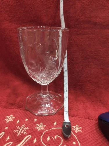 Vintage Jeanette Baltimore Pear Goblet, Glows Green.  Eapg. Set of 2