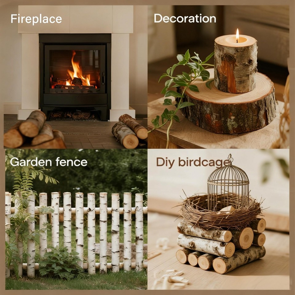12 Pack White Birch Logs Natural Decorative Branches 0.8-1.6 Dia x 16 ...