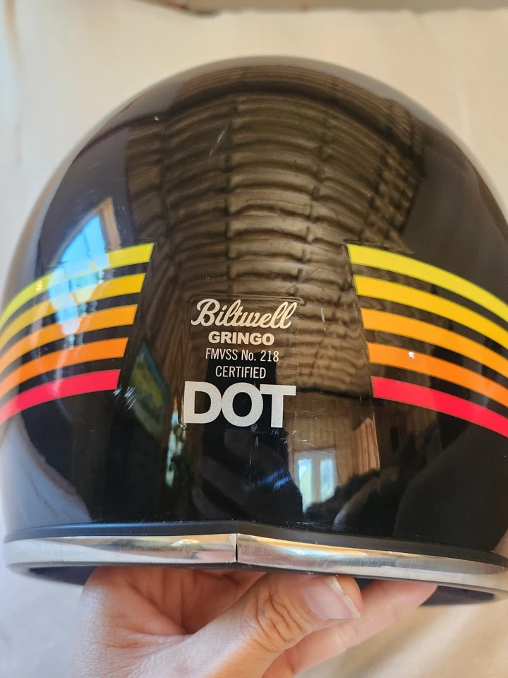 Casco Biltwell Gringo S Spectrum Brillo Negro Naranja S Vintage Retro DOT  Foto 4 de 4