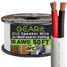 GearIT 16/2 Speaker Wire (50 Feet) 16AWG Gauge - in Wall Audio Speaker Wire C...