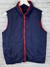 LANDS END Youth Size 18/20 Down Puffer Full Zip Vest Red Navy Mock Neck