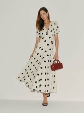 Reformation Naira Dress Black White Polka Dot sz 10