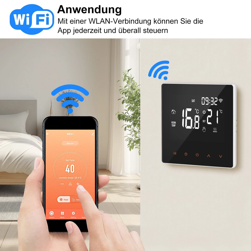 WiFi Digital Thermostat Raumthermostat elektrische Fußbodenheizung Touchscreen - Bild 2 von 4