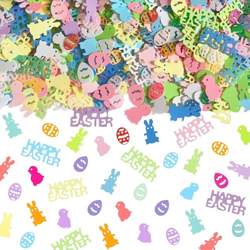 2000Pcs Easter Table Confetti, Bunny Rabbit Egg Chicken Shape Glitter...