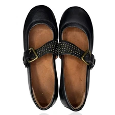 Vionic Goleta Orthaheel 9.5 Black Studded Leather Slip-On Casual Shoes Mary Jane