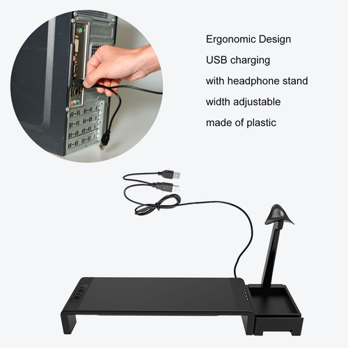 Monitor Stand Riser Ergonomic Design USB Charging Adjustable Monitor Riser De FY - Afbeelding 20 van 24