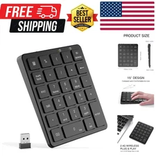 Wireless Number Pad, 28 Keys Numeric Keypad with 2.4G Mini USB Receiver, Port...