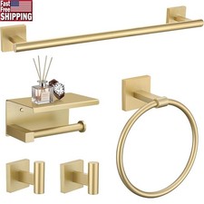5-Pieces Brushed Gold Bathroom Hardware Set 23.6 Inch SUS304 Stainless Steel