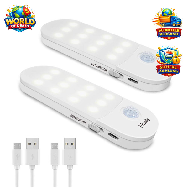 LED Nachtlicht Mit Bewegungsmelder 2 StüCk USB Aufladbar 3 Modi Magnet-image