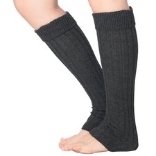 Women's Knee-High Cable Knit Ribbed Leg Warmers  Warm and Stylish for Winter