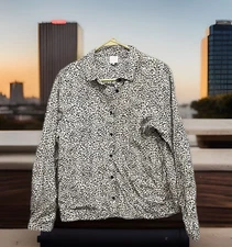 🔥 Karl Marc John • Leopard Style Button Down Blouse Shirt Chopard Women’s Sz M