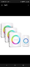 TECKNET Wireless Doorbell 3 Receivers Door Chime Kit RGB Light, 400M/1300ft  H