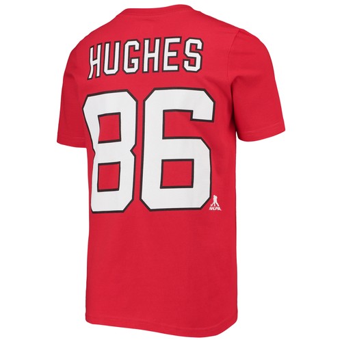 Youth Jack Hughes Red New Jersey Devils Player Name & Number T-Shirt - Picture 3 of 3