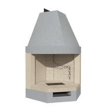 Camino Legna Prefabbricato Focolare Refrattario Aperto ROT100REF Angolo Parete