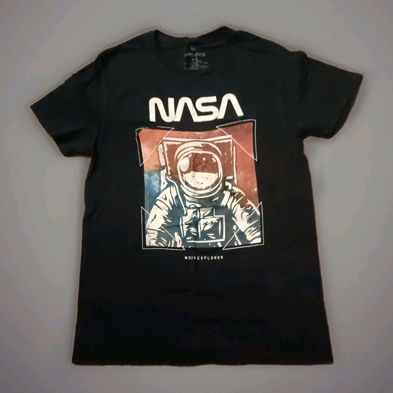 NASA Moon Explorer Men's Short Sleeve T-Shirt Black MEDIUM Hyper Space
