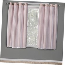 Talia Double Layer Indoor Curtains, Sheer 52"W x 63"L Pack of 2 Rose Blush