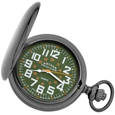 Gotham Men's Gunmetal Military Dial Covered Quartz Pocket Watch # GWC15044BG