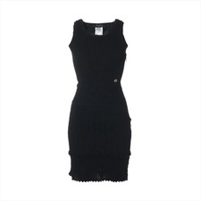 Chanel Coco Button 07P Viscose Knit dress 34 Ladies' Black  P30361K00381