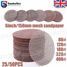 25/50pc 150mm Mesh Sanding Discs 80-400 Grit 6 Inch Hook And Loop Sandpaper Pads