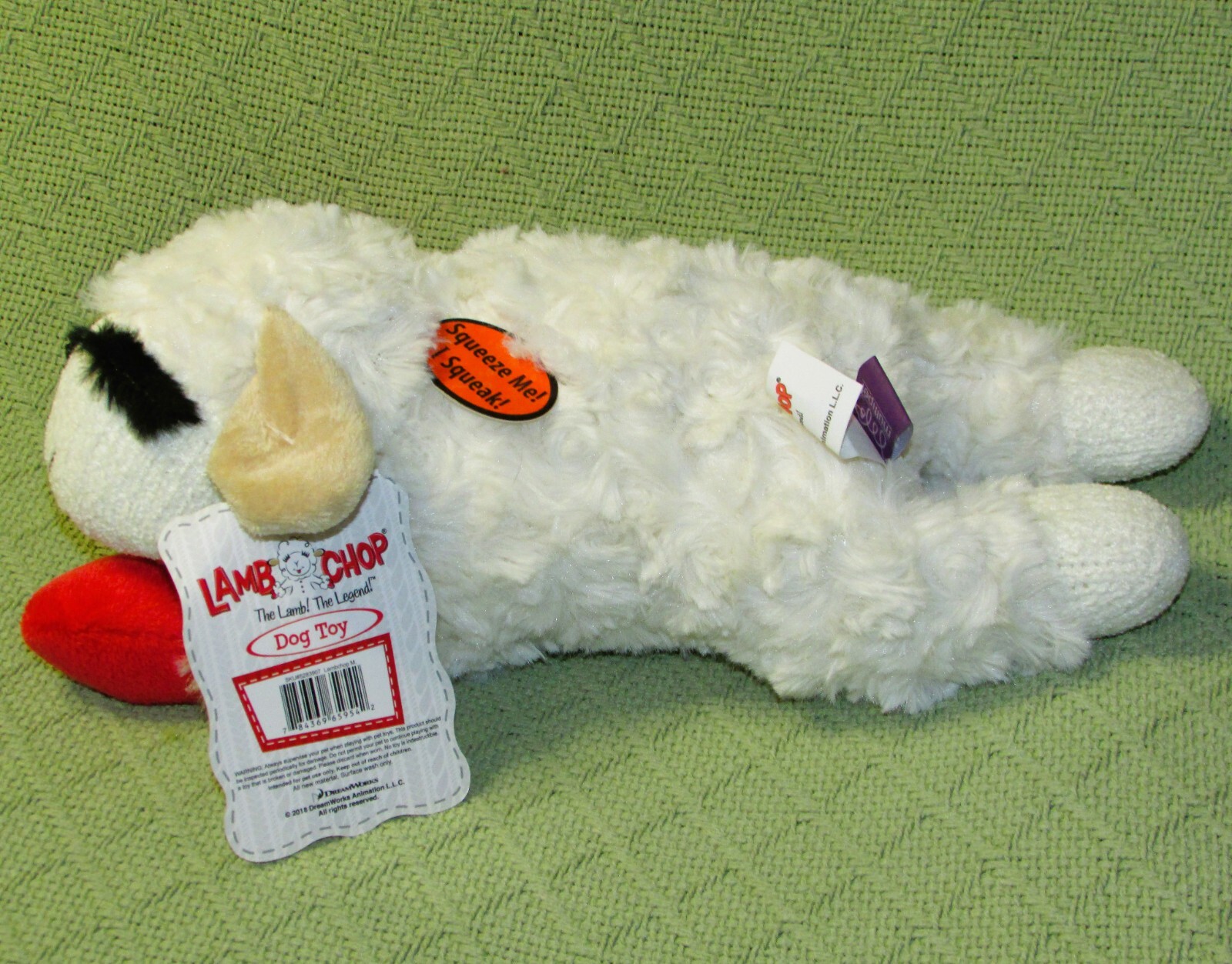MULTIPET PLUSH LAMBCHOP NEW SQUEAKER DOG TOY WHITE 12" STUFFED ANIMAL
