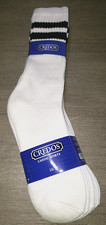 mens WHITE TUBE SOCKS BLACK STRIPES NEW NWT size 10/13 SAVE HERE