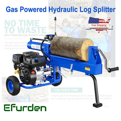 Efurden Log Splitter Portable 20 Ton Auto Return Ram System 7HP Engine, Blue