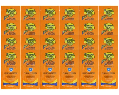 24 x Banana Boat Ultra Sport Sunscreen Packets   Maximum Protection On the Go