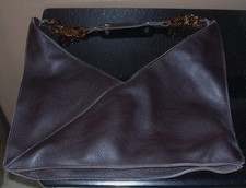 Nwot Brown Pebbled Leather Mitzi Baker Shoulder Handbag W/tortoise Accents
