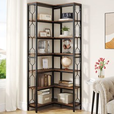 79" Tall Corner Bookshelf Bookcase for Home Office Storage Shelves Display Rack