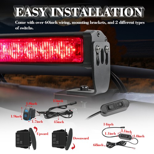 For 14-21 Toyota Tundra Hood Scoop Bulge Mount 36"Inch Rear Chase LED Light Bar - Picture 6 of 16