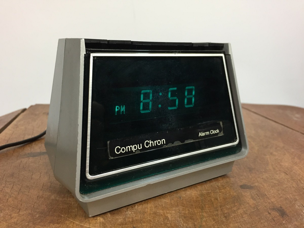 Rare Vintage Compu Chron Digital LED Space Age Green Display Alarm
