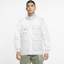 NIKE Air Jordan Engineered Hooded Windbreaker Jacket Men's Size Small White