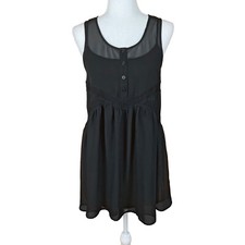Express Babydoll Mini Dress Size S Black Sheer Detached Slip Lace Sleeveless