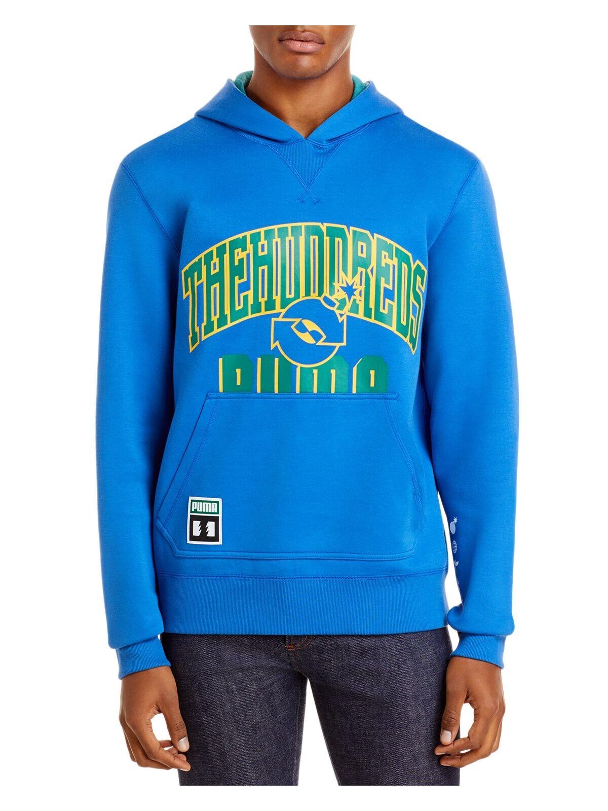 PUMA Мужская синяя толстовка с длинным рукавом с принтом из смесового хлопка классического кроя M 3690₽