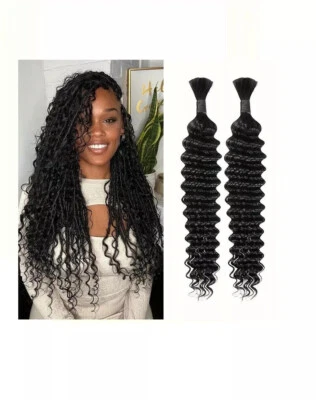 PERUVIAN Deep Wave Bulk Human Hair for Braiding Locs Boho Curly Wave Human Braiding Hair