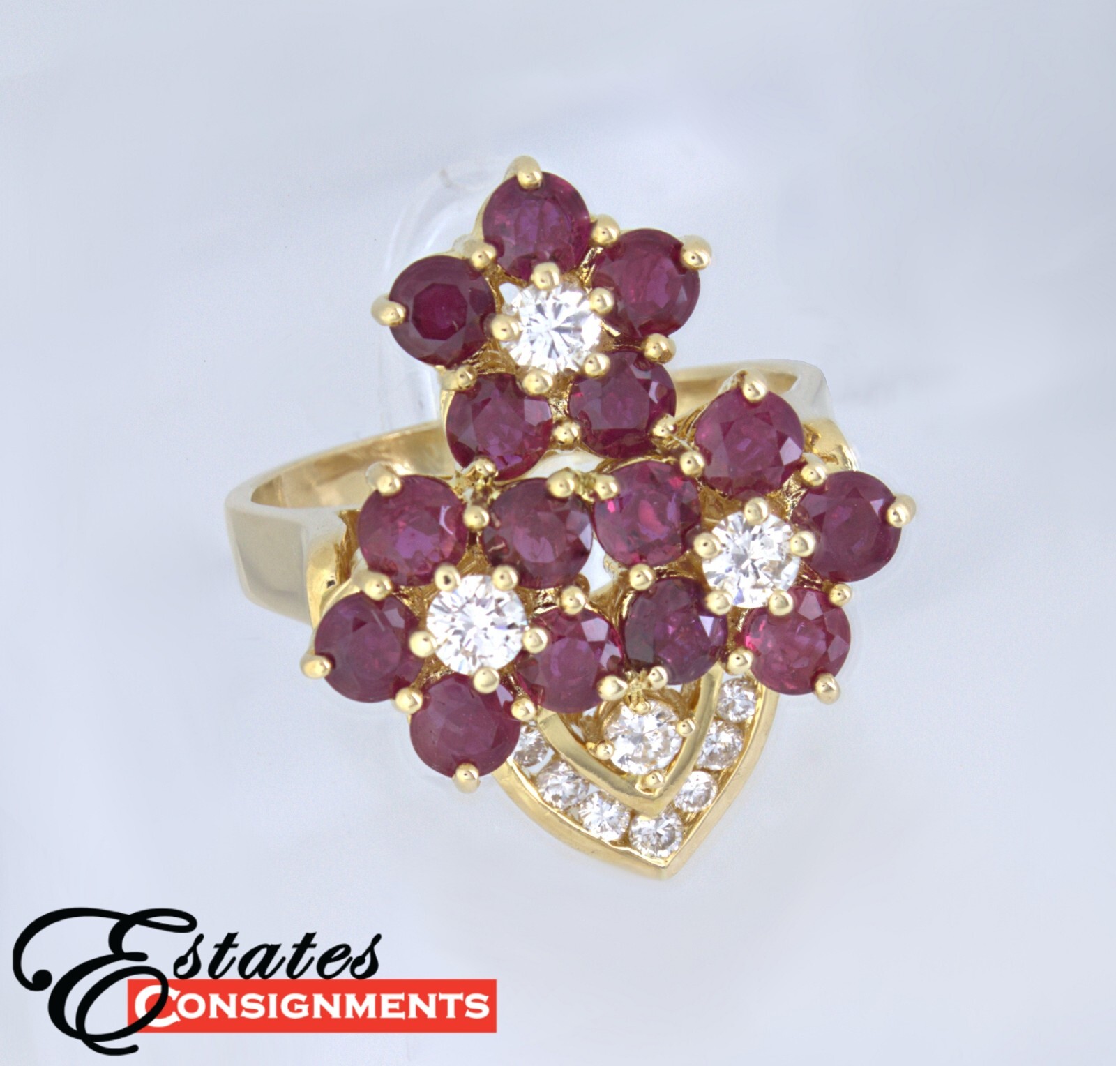 Ruby, Diamond, 18K Yellow Gold Ring - image 1