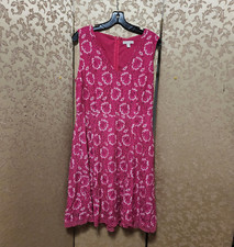 New York & Company Hot Pink Floral Lace Fit & Flare Dress Size Large L