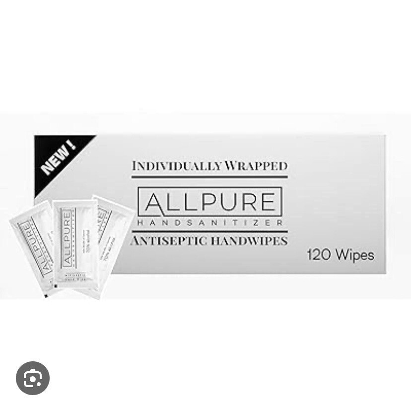 ALLPURE Hand Sanitizer ANTISEPTIC HAND WIPES  Box Count 120￼ ,All purpose