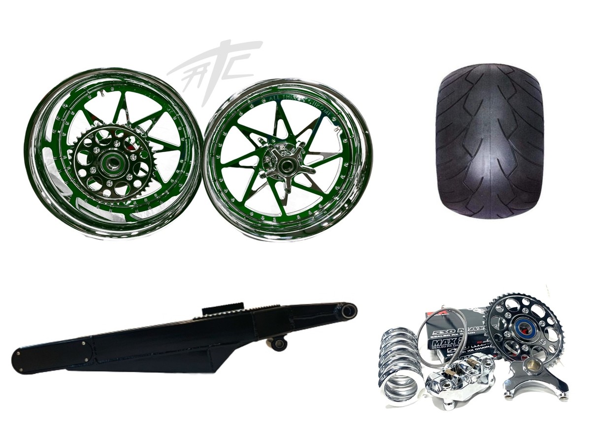330 FAT TIRE KIT CHROME & GREEN SWITCHBACK BLACK ARM 12-22
