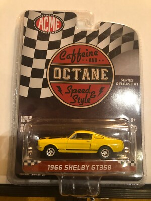 1/64 GREENLIGHT/ACME CAFFEINE AND OCTANE 1966 FORD MUSTANG SHELBY GT350 YELLOW