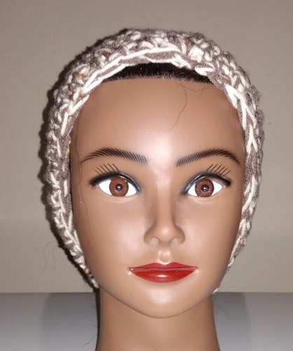 Serenity and Luxe | Taupe & Cream Tweed Rasta Beanie Tam | SMALL - Picture 3 of 5