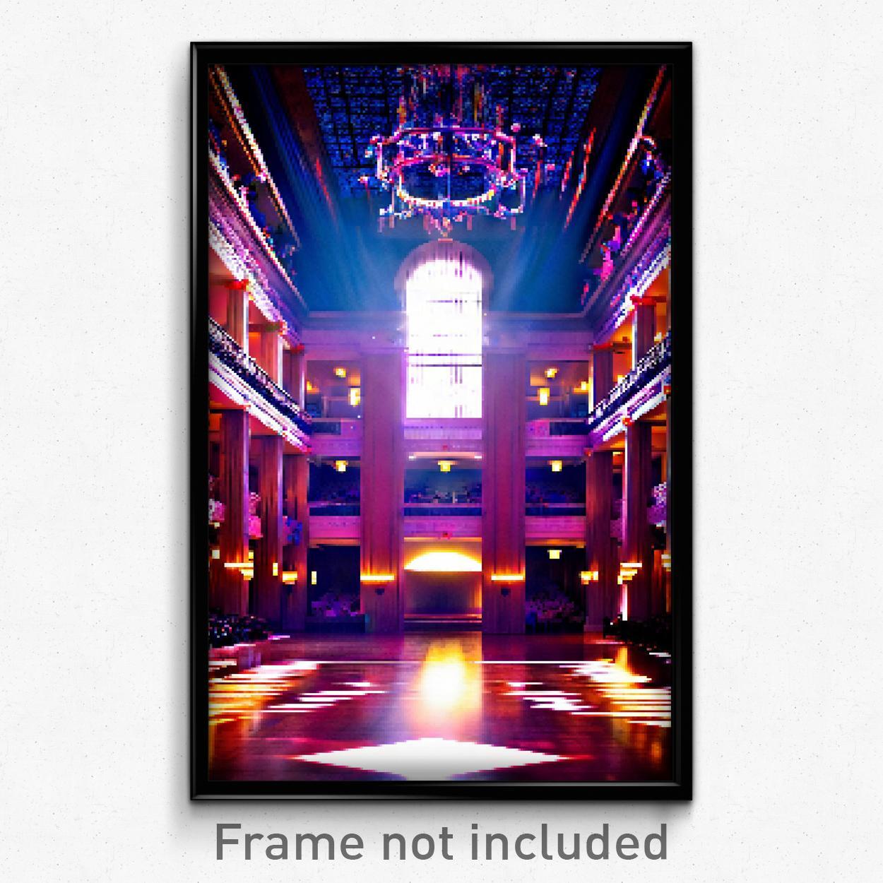 8 Bit Psychedelic Pixel Art Ballroom Poster - Trippy Video Game Print