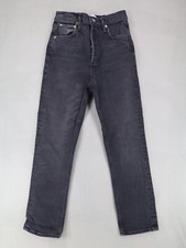 AGOLDE Riley High Rise Straight Crop Jeans Panoramic Black Denim Size 24 $198