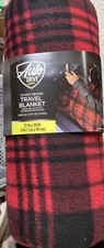 AUTO DRIVE 12-volt Heated Travel Blanket Hi-Low Settings 57 x 39 in Black  Red